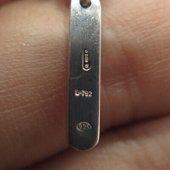 925 Sterling Silver EMPORIO ARMANI Italy Black Onyx Heart Necklace 18" - Picture 9 of 10